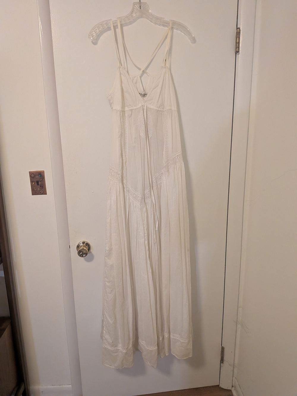 AllSaints Spitalfields White Cotton Maxi Dress | Lace Trim | Boho | Size 8